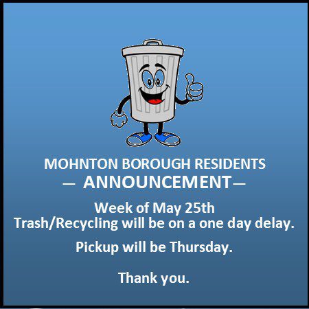 WEBSITE POST ANNOUCEMENT trash delay one day
